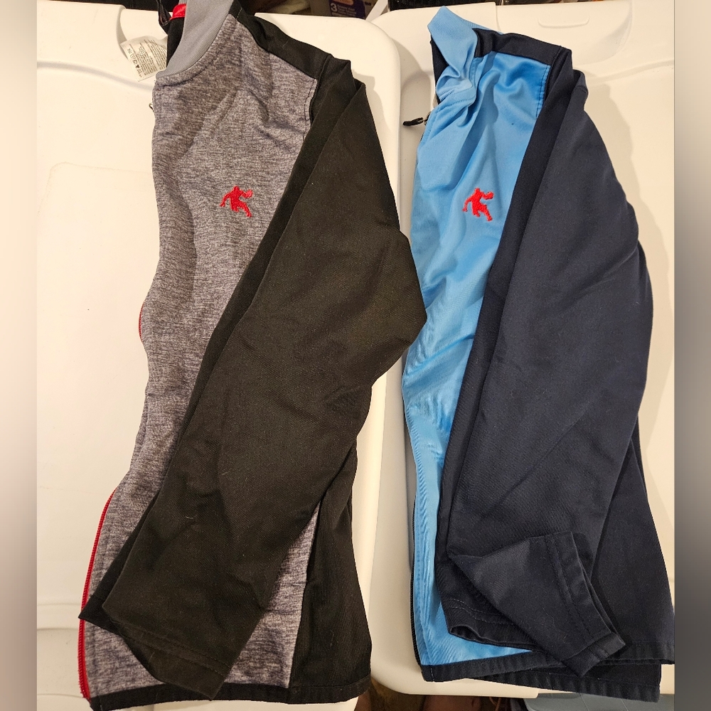 Gray and Blue Long Sleeve Full Zip Light Weight